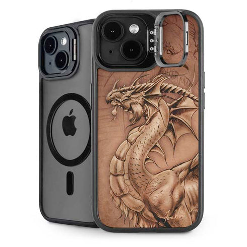 Dragon Parchment by Tom Wood iPhone 15 Kickstand Case